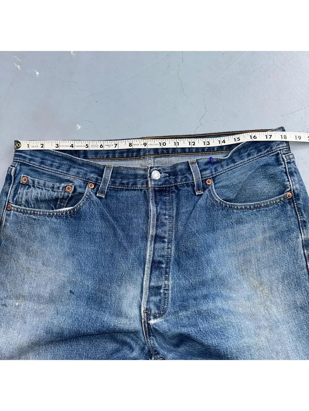 Levis 501 Vintage 90s USA XX Straight Leg Jeans Blue Light Wash 38x34 Act 36x32